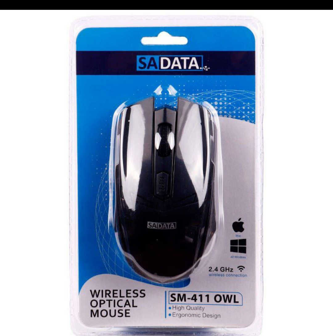 موس بی سیم SADATA SM-411 OWL  ✴️شناسه محصول:1051564  🔴ق   ✳️میزان دقت حسگر : ۱۰۰۰DPI  ✳️پشتیبانی از اتصال Play & Plug  ✳️اتصال بی سیم توسط دانگل USB 