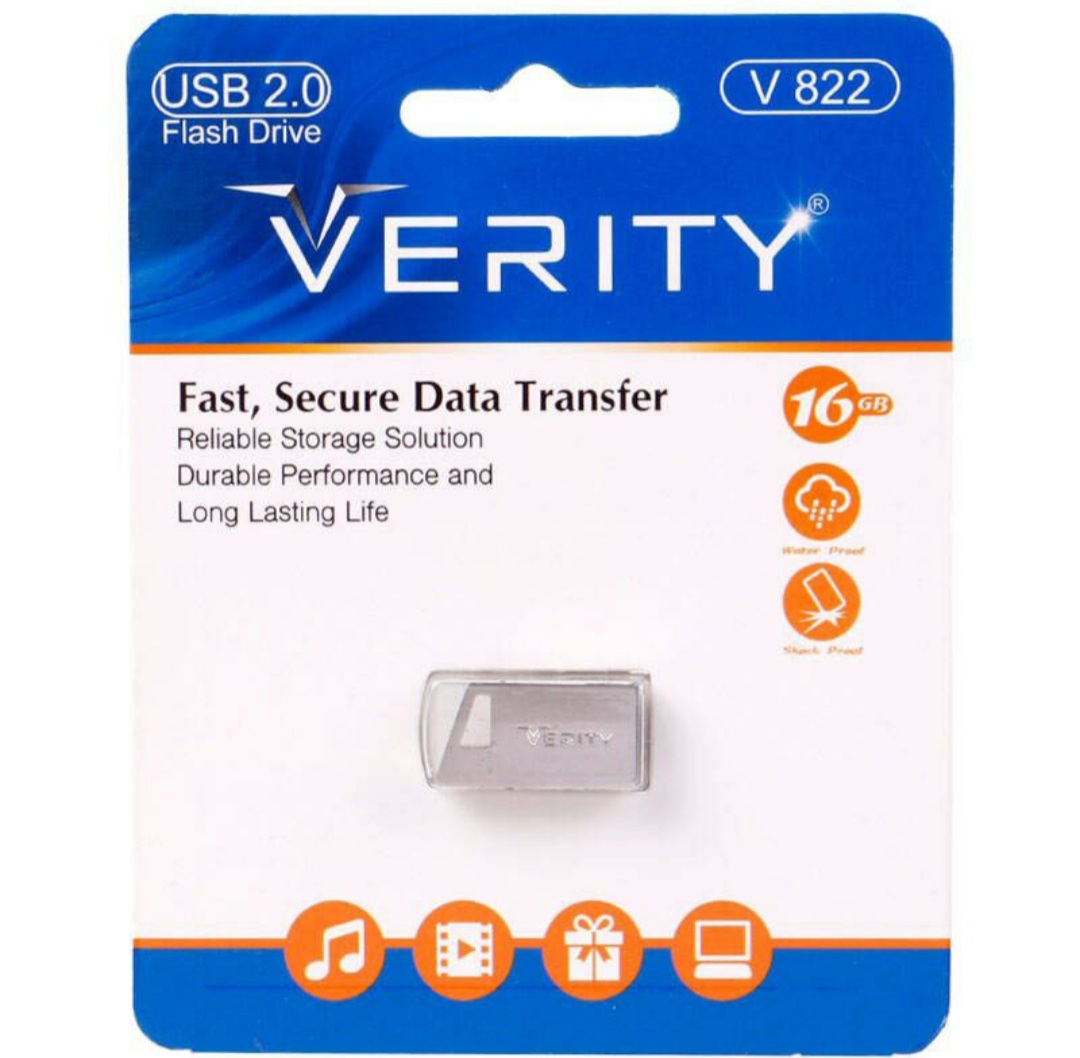 فلش ۱۶ گیگ وریتی Verity V822  شناسه  🔴قیمت 🔴  ✔️گارانتی مادام العمر آسان سرویس  ✳️جنس بدنه : فلز  ✳️ظرفیت : ۱۶ گیگابایت  ✳️مقاوم در 